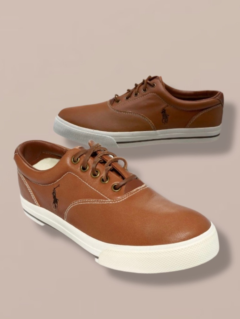 Polo Ralph Lauren Men's Vaughn Tan Leather Lace-Up Sneakers 11.5D